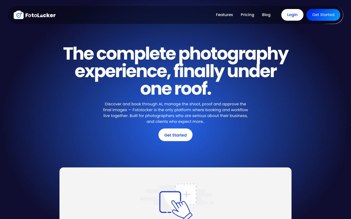 Fotolocker photography platform website homepage
